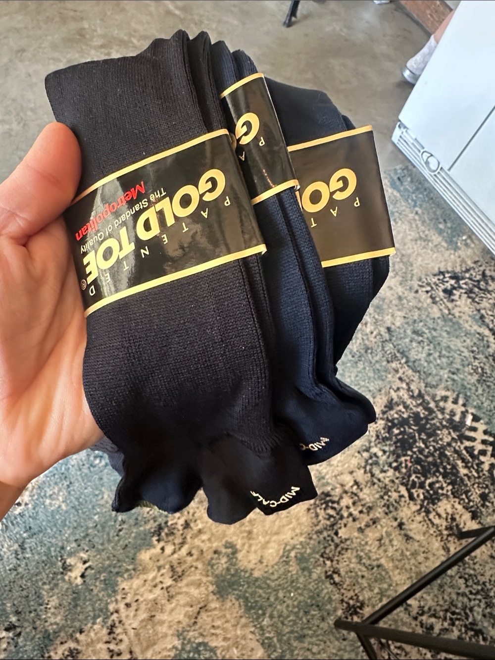 VTG 3 pack Gold Toe Black Pack Crew Socks with Gold Accent Bands